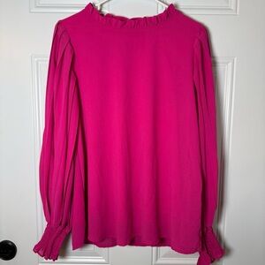 JODIFL ruffle neck pink long sleeve blouse